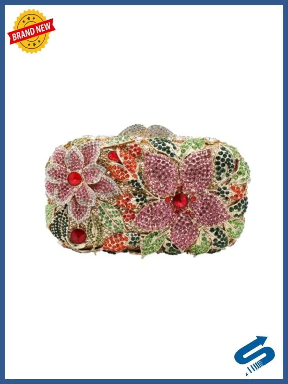 Rhinestone Floral Minaudiere Clutch Bag for Wedding Events
